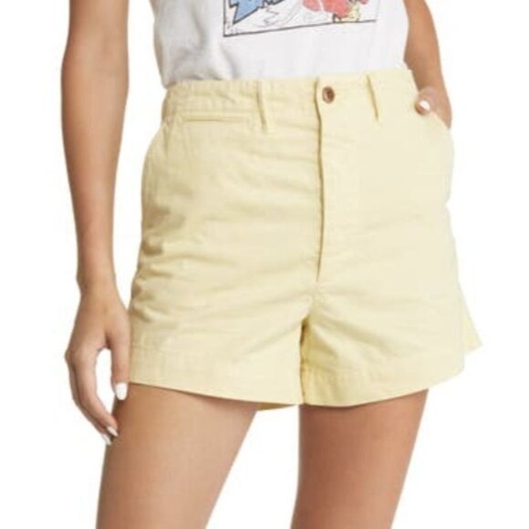 Re/Done 90's Trouser Shorts in Washed Buttercream Yellow 27 NWT MSRP $225